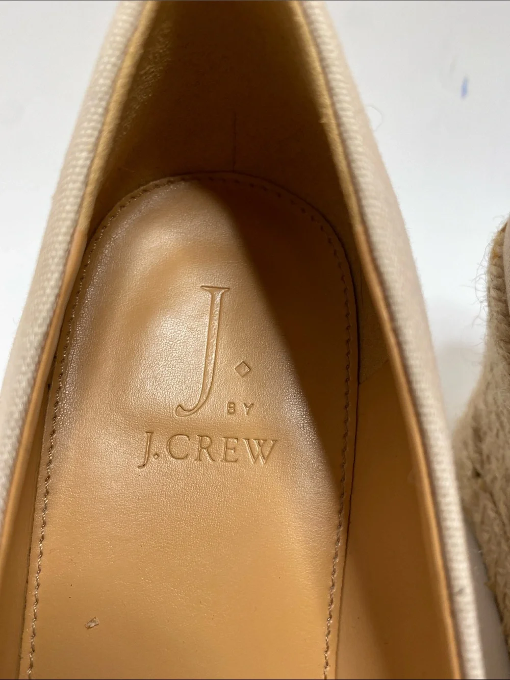 J. Crew Factory Neutral Canvas Espadrille Wedges Size 8.5